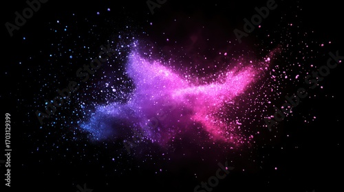 A vibrant explosion of pink and blue cosmic dust.