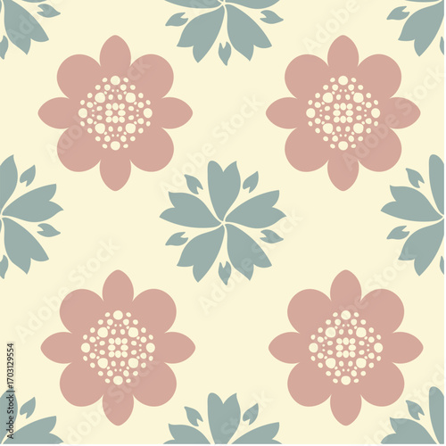 Vector seamless pattern with plant and flower theme