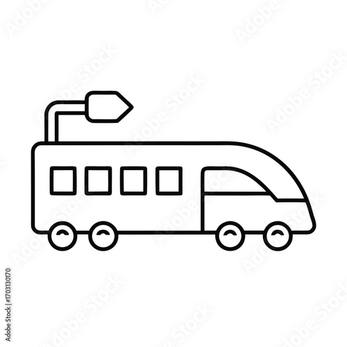 Line art of future eco friendly transport system vector line art on white background