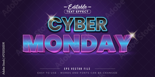 Glowing cyber monday editable text style effect.