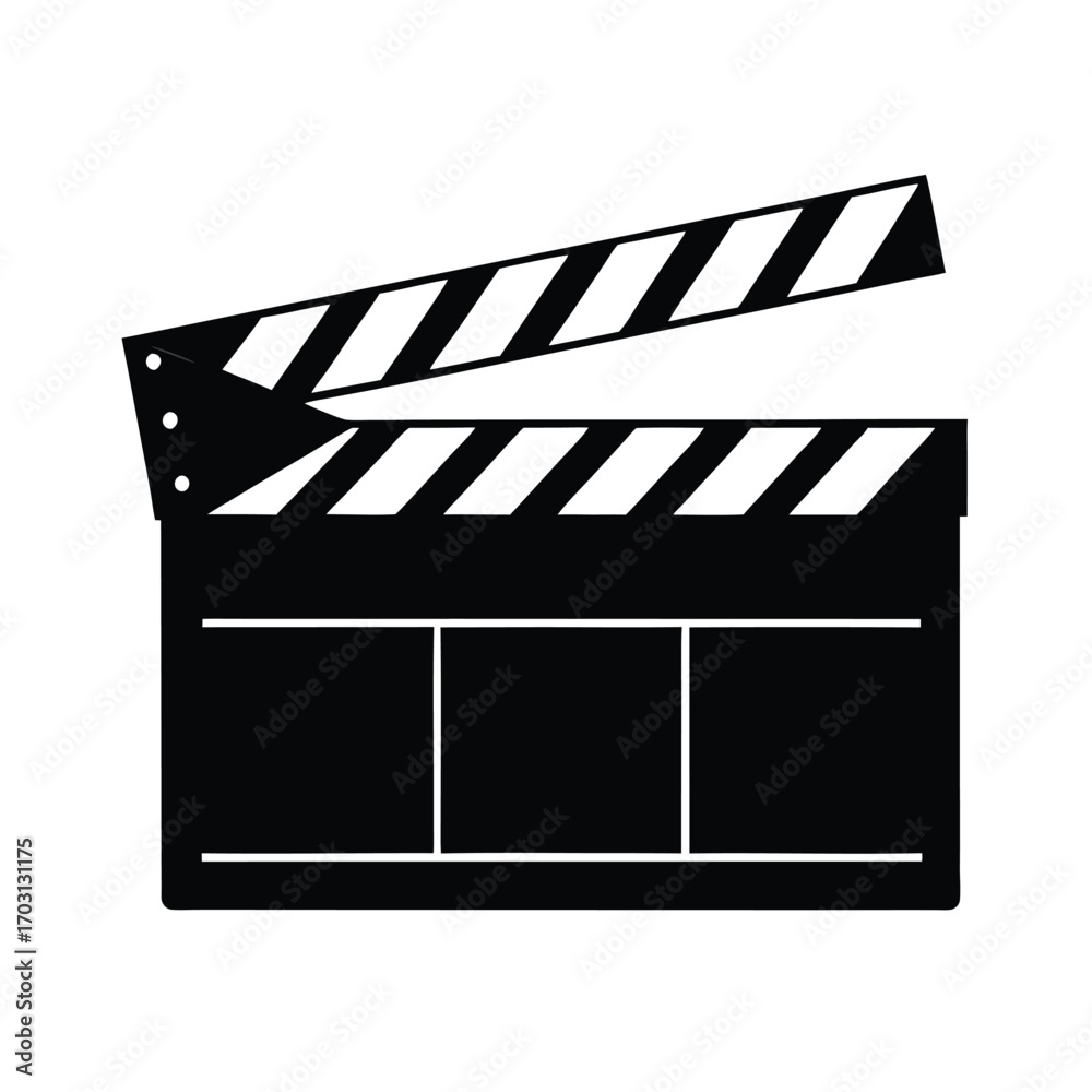 Fototapeta premium Professional film clapperboard with black and white design vector line art on white background