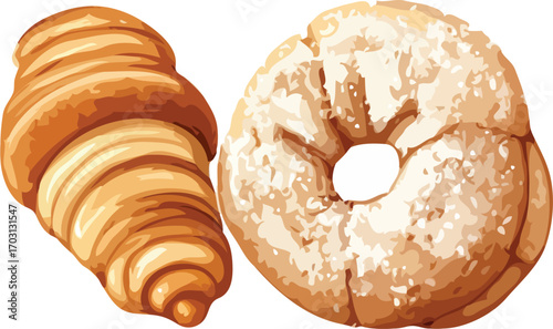 , croissant food isolated on white background
