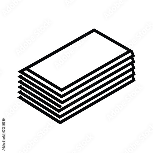 business card stack mockup vector line art on white background