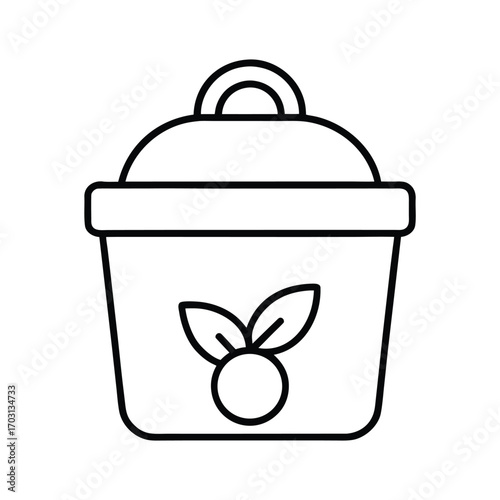 Eco friendly container filled with items vector line art on white background