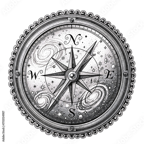 compass on a white background