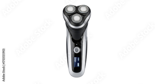 Modern electric rotary shaver for men's personal grooming isolated PNG with Transparent Background