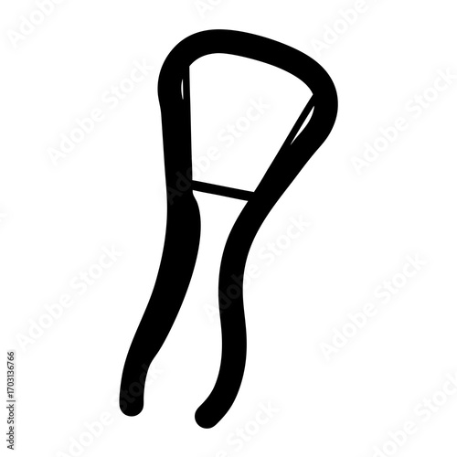 Abstract line drawing of a dental floss pick on a white background