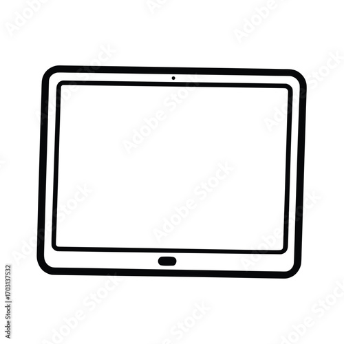 tablet mockup with blank screen vector line art on white background