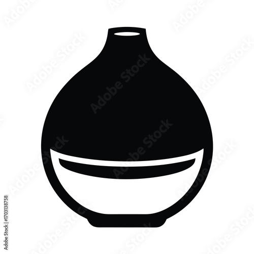 Simple Black and White Vector Graphic of a Stylized Aroma Diffuser