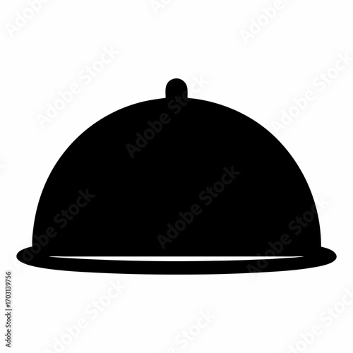 Elegant black and white silhouette illustration of a serving platter cover