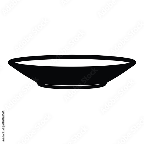 Simple black bowl illustration with basic line drawing against white background