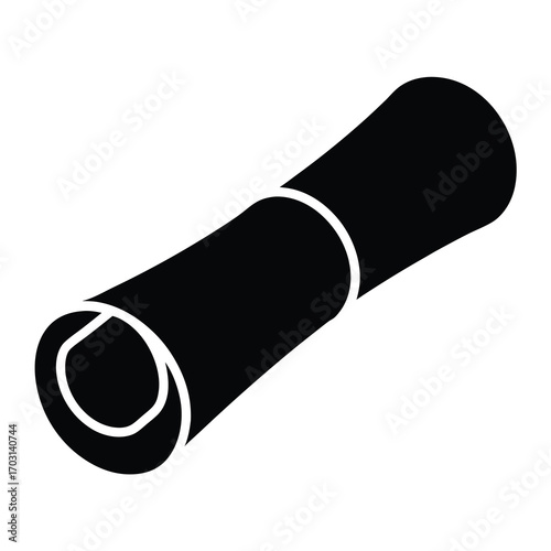 A rolled certificate or diploma, perhaps an important scroll, in dark silhouette