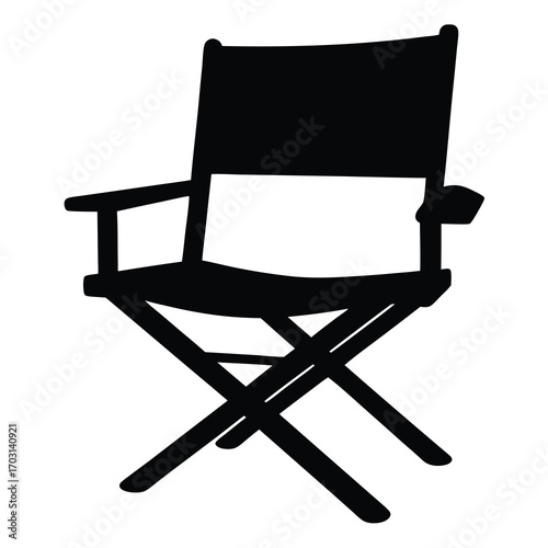 Black silhouette of a director's chair with simple white background