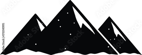 Vintage style snowy hills silhouette vector