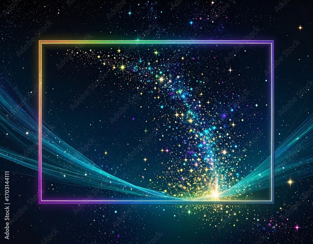 Obraz premium Cosmic frame with glowing particles