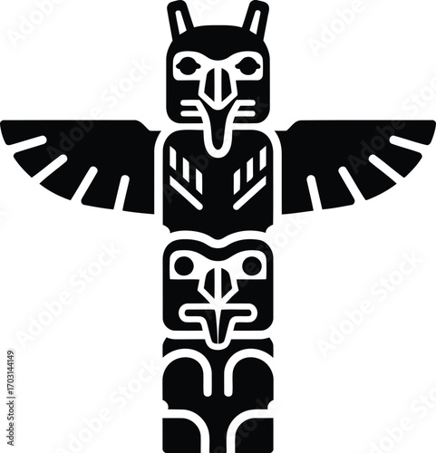 Stylized indigenous totem pole tribal art native american culture symbol icon vector