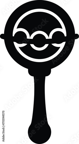 Simple rattle toy silhouette isolated vector icon for baby and childhood theme vector