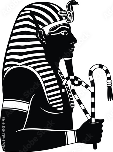 Ancient egyptian pharaoh king hieroglyph silhouette pharaoh costume royal regal egyptian art vector