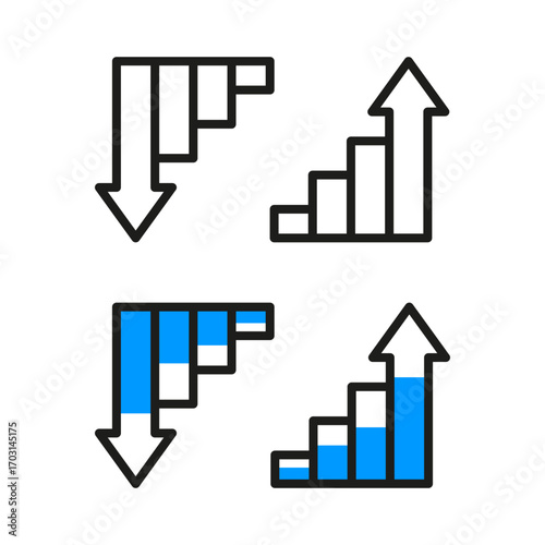 Financial Growth and Decline Icons – Profit and Loss Charts