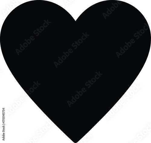 Simple black heart shape icon graphic design element symbol love romance valentine day minimalist vector illustration vector