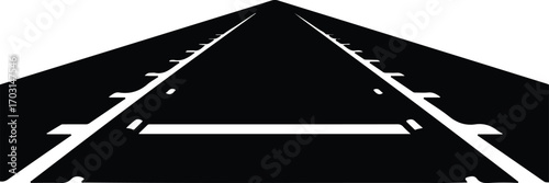 Vector Perspective view of road with lane markings silhouette illustrator