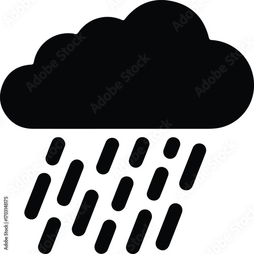 Vector Weather icon with cloud and rain silhouette illustrator