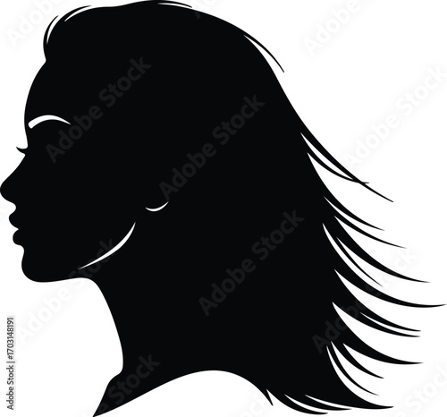 Vector Woman hairstyle fashion beauty portrait in profile silhouette illustrator