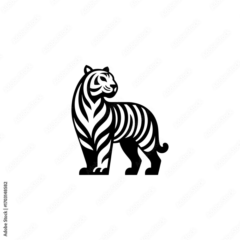 Obraz premium Elegant Stripped Tiger Vector Artwork Illustration