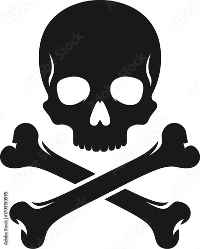 Danger symbol skull crossbones silhouette vector icon graphic sign warning danger hazard warning risk threat danger vector