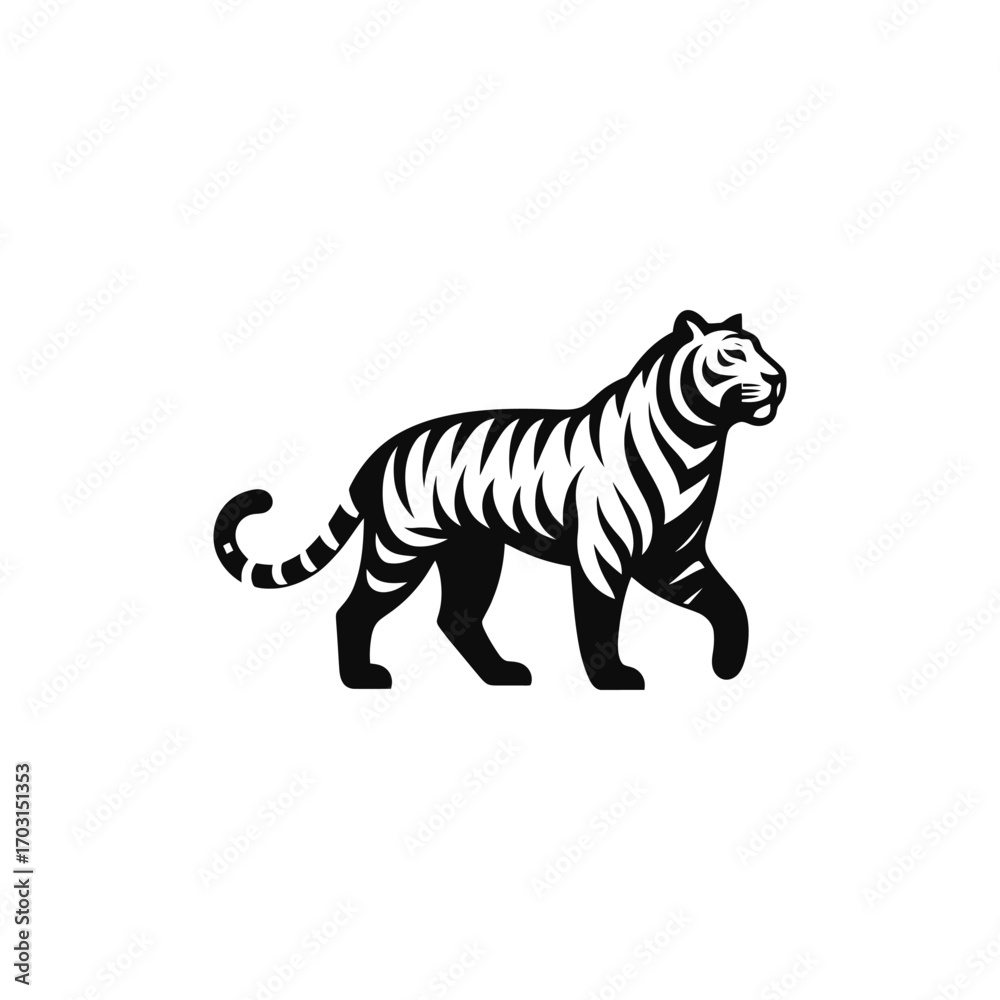 Obraz premium Striking Black and White Tiger Vector Artwork