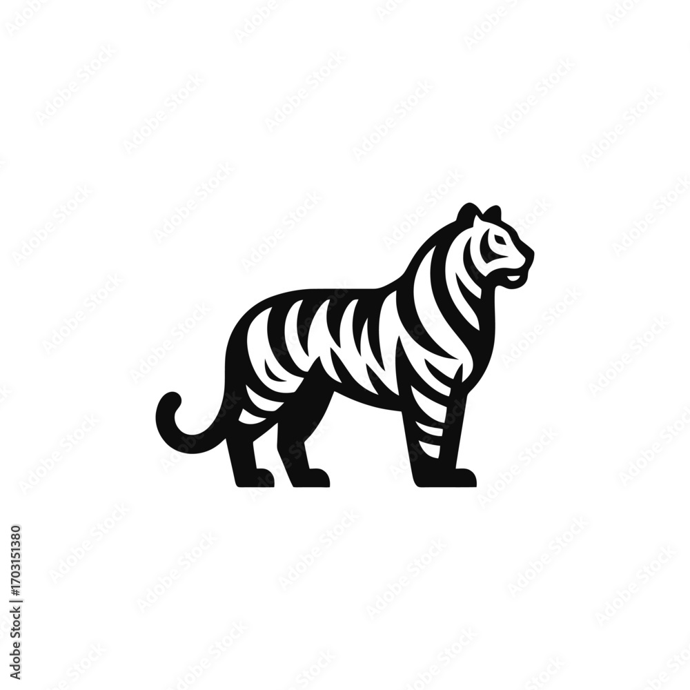Obraz premium Majestic Tiger Silhouette Vector Illustration