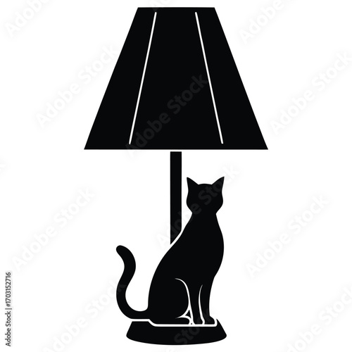 cat silhouette lamp vector icon