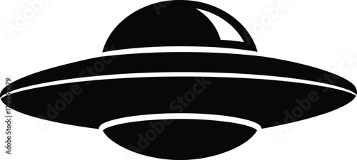 Iconic flying saucer silhouette representing alien spaceship and extraterrestrial spacecraft for science fiction concepts vector
