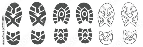 Footprint icon vector illustration, Trail shoes on white background.