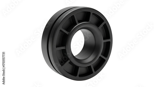 Black rubber grommet cable wire protector electrical component industrial part for automotive applications on transparent background