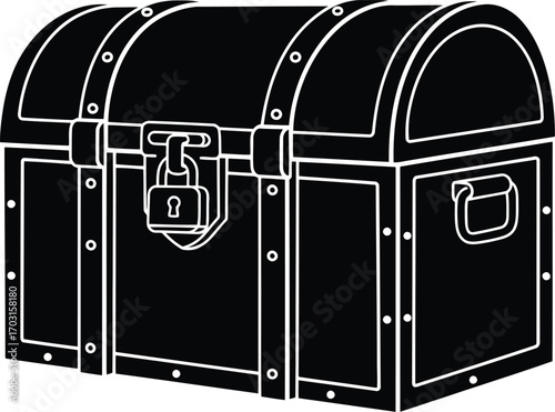 Antique treasure chest with metal accents and lock open for wealth and riches vector