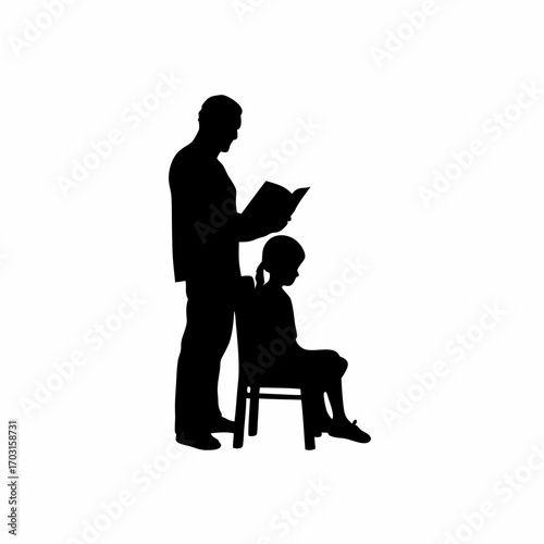 Father reading bedtime story to child silhouette