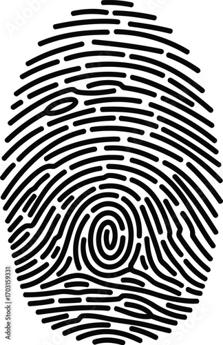 Unique fingerprint identity pattern biometric scan security identification personal data recognition concept vector