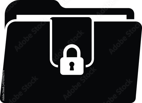 Secure document folder icon with padlock symbol for confidential data protection vector