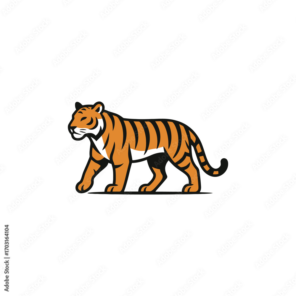 Obraz premium Majestic Tiger Strolling with a Confident Stride
