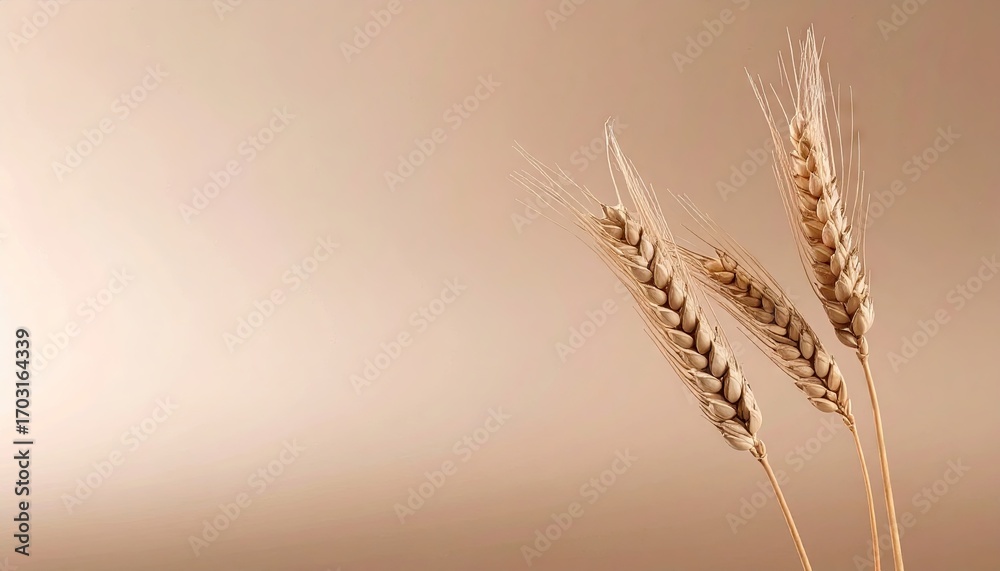 Obraz premium Wheat Stalks Against Soft Brown Gradient