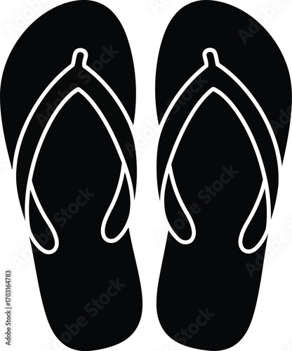 Simple silhouette flip flop pair for summer beach vacation and casual footwear vector
