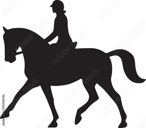 Equestrian silhouette vector illustration, ideal for horse riding, competition, sport, and outdoor themes.