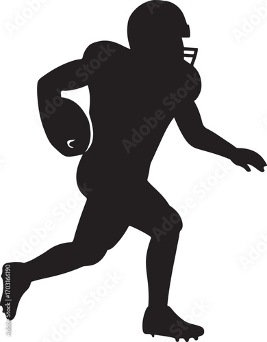 American football player silhouette vector illustration, ideal for sports, game, training, and athletic designs.