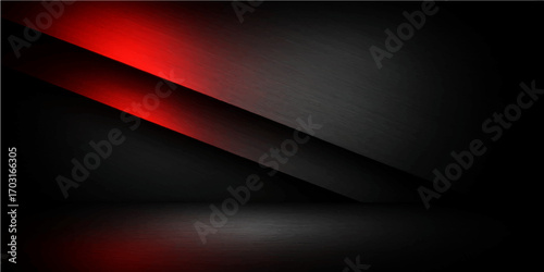 Abstract dark red background with rays and metallic texture design