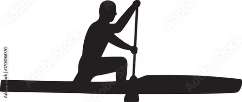 Canoe racer silhouette vector illustration, perfect for water sports, competition, adventure, and outdoor themes.