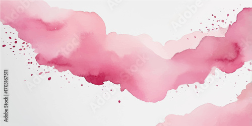 Pink watercolour heart shape background with paint and artistic splashes