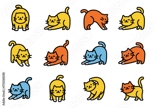 Cats of various colors and poses, perfect for animal lovers, pet care blogs, veterinary clinics, or felinerelated graphic design projects.