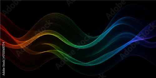 Abstract fractal blue wave background with flowing lines and light effects vector illustration