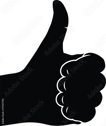 Isolated silhouette hand gesture thumbs up positive approval sign symbol icon modern graphic vector